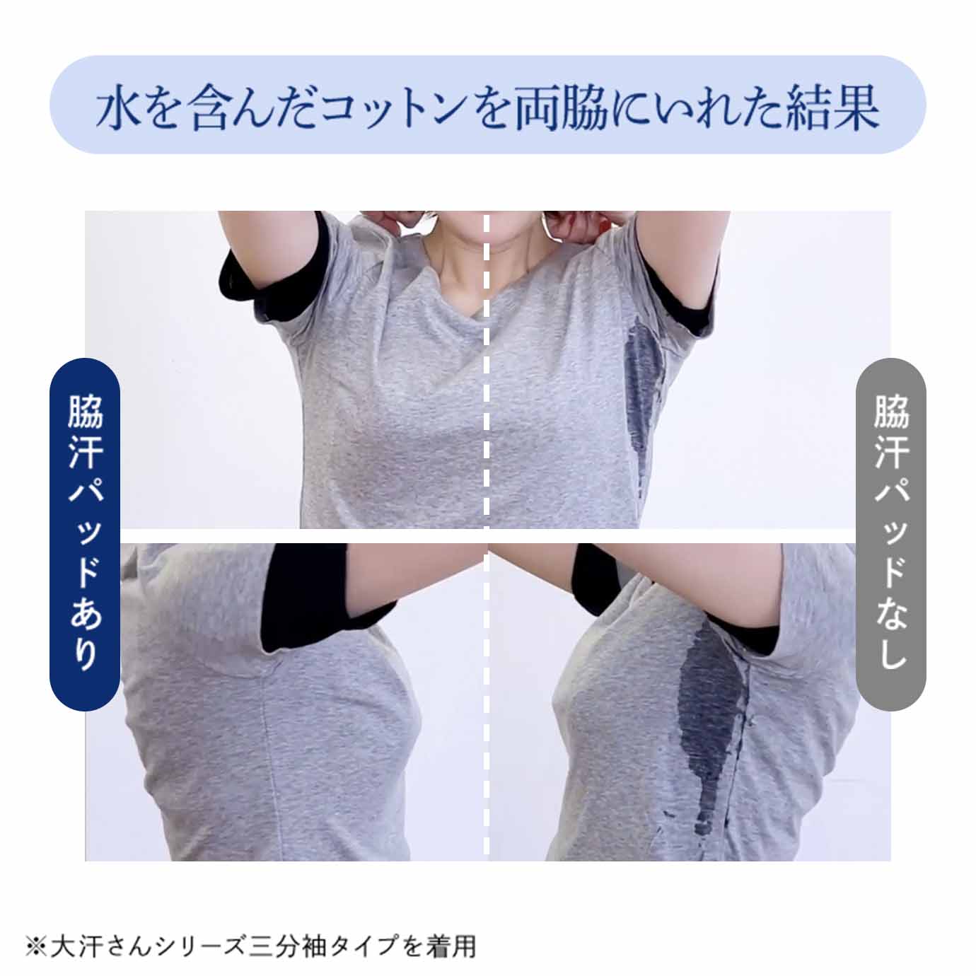 水を含んだコットンを両脇にいれた結果