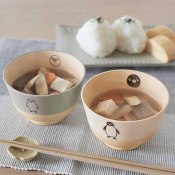 優しい色合いの食洗機・レンジ対応汁椀2柄セット