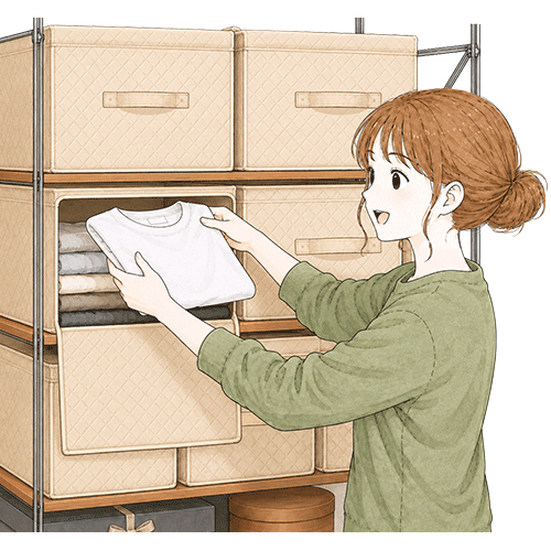 あ！と思っても気軽にもう一度出し入れできる収納ボックスで乗り切りましょう