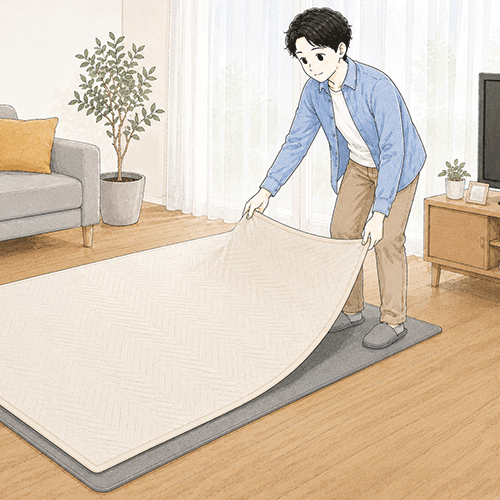 ラグの衣替えは「上だけ」替えるのが簡単。オールシーズン使える「アンダーラグ」とカバー感覚で使える「キルトラグ」の合わせ技