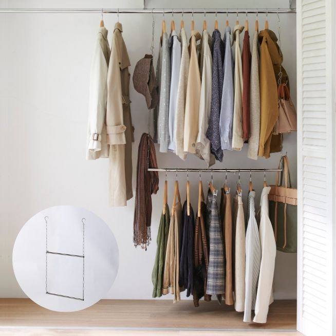 伸縮式吊り下げ追加ハンガーバー