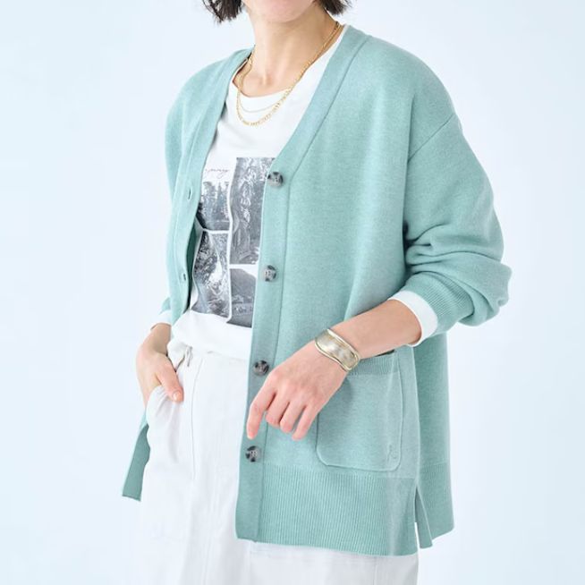 裏毛布ニットカーディガン