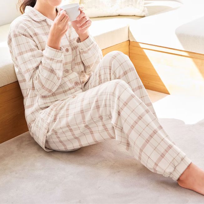 【リカバミー】もっちり綿混ストレッチ快眠パジャマ（イフミック加工）