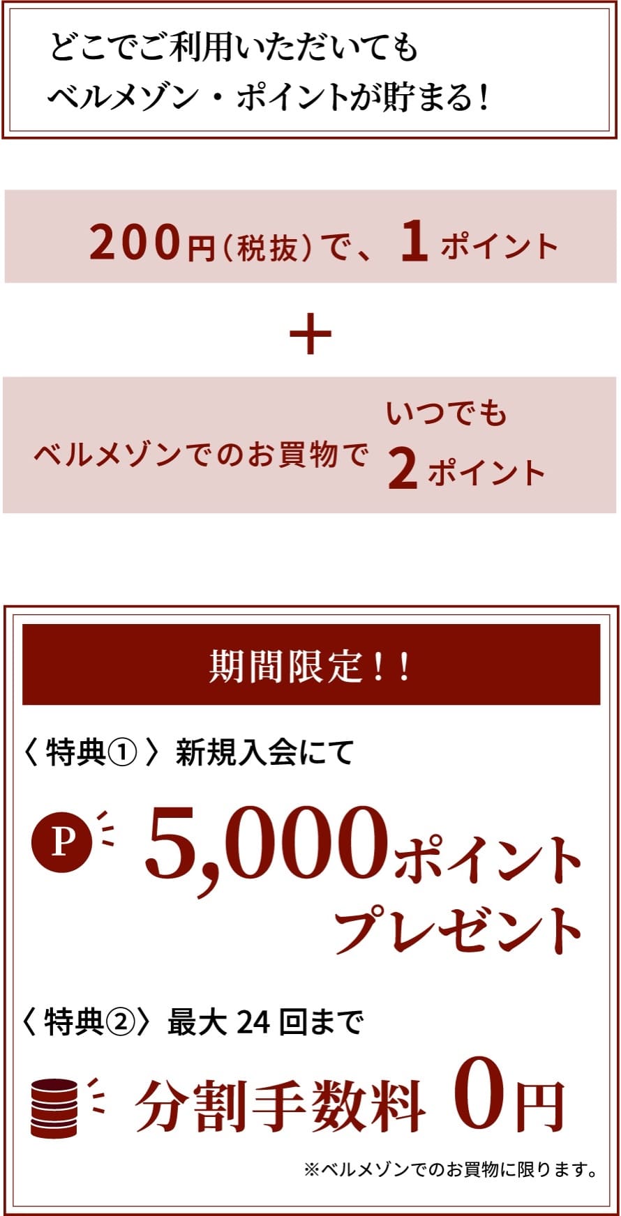 どこでご利用いただいてもベルメゾン・ポイントが貯まる！