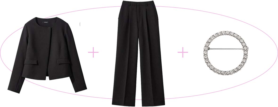 3点セットデザインジャケット＋パンツ(丈が選べる)