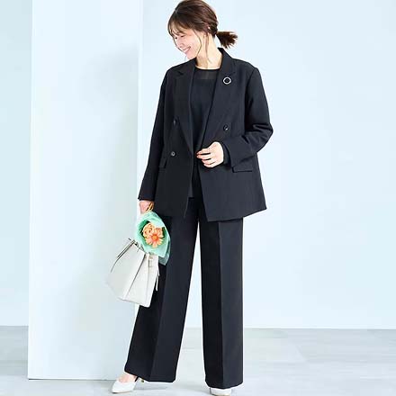 4点セットダブルジャケットパンツスーツ【入卒・通勤】(丈が選べる)