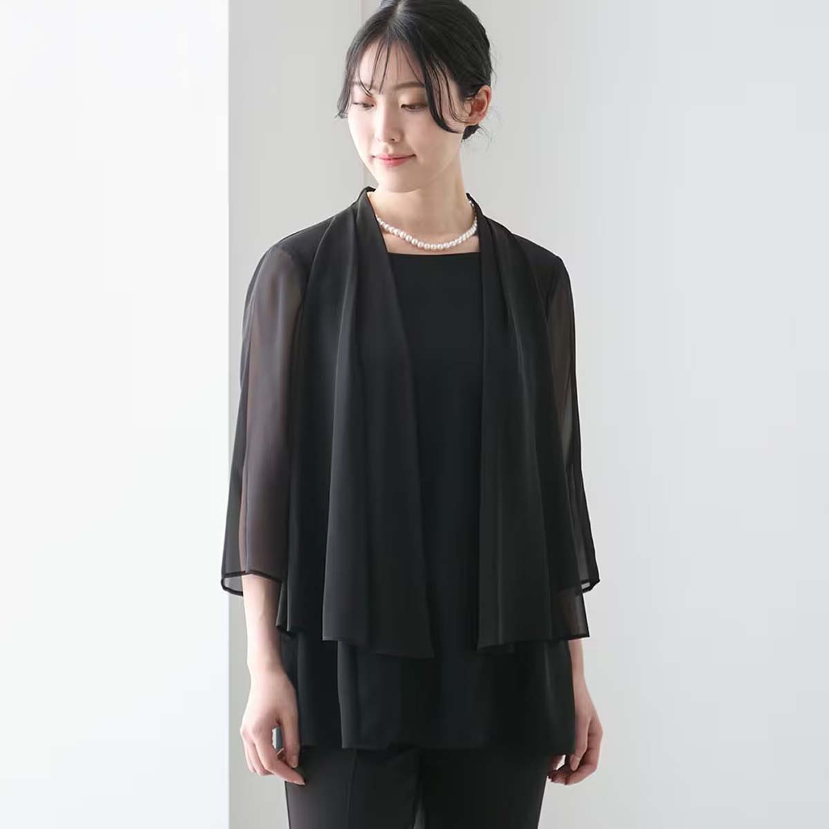 洗える重ね着風ブラウス【喪服・礼服】／NUIT