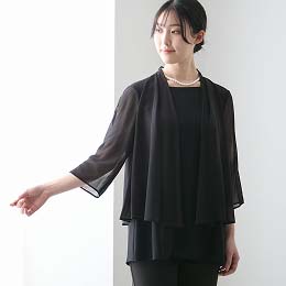 洗える重ね着風ブラウス【喪服・礼服】／NUIT