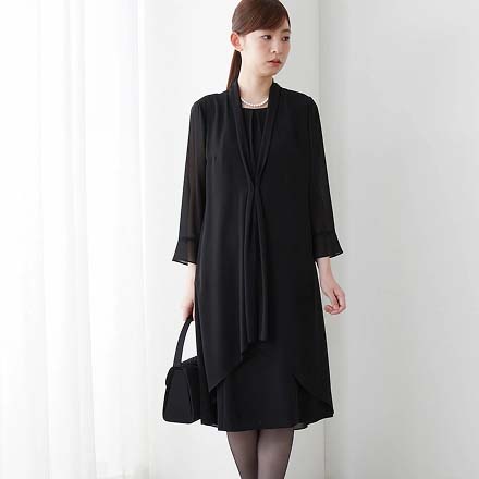 【たたんで持ち運べる】 洗えるボウタイ付きワンピース【喪服・礼服】／NUIT