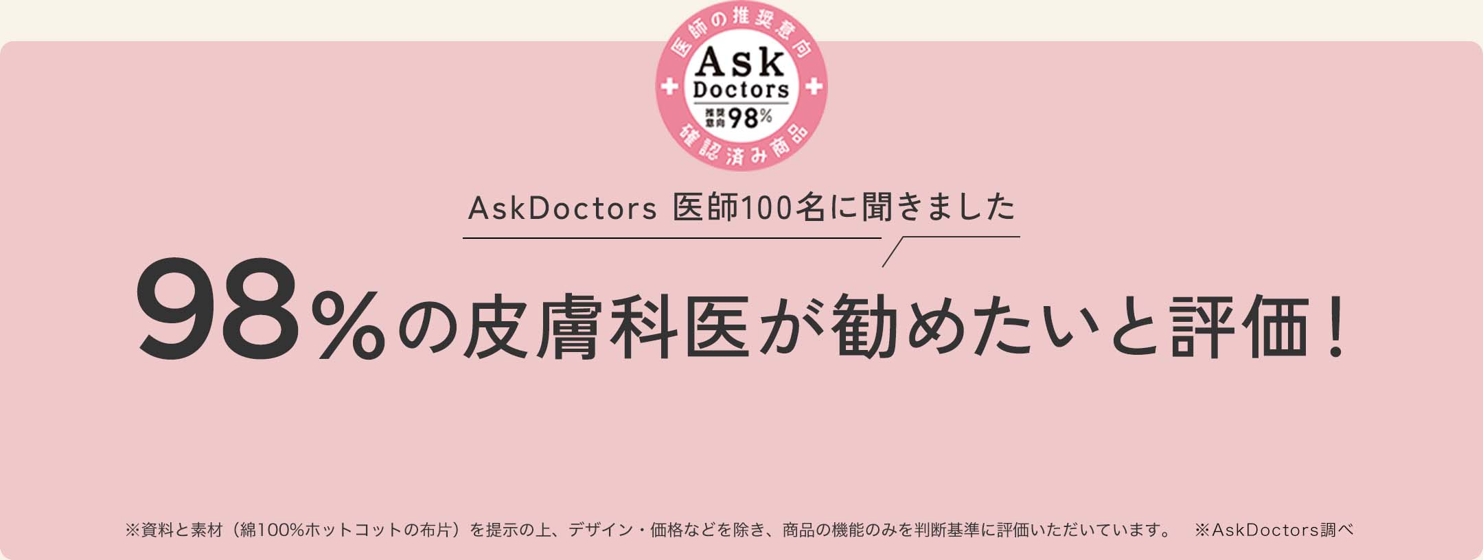 AskDoctors 医師100名に聞きました 98%の皮膚科医が勧めたいと評価！