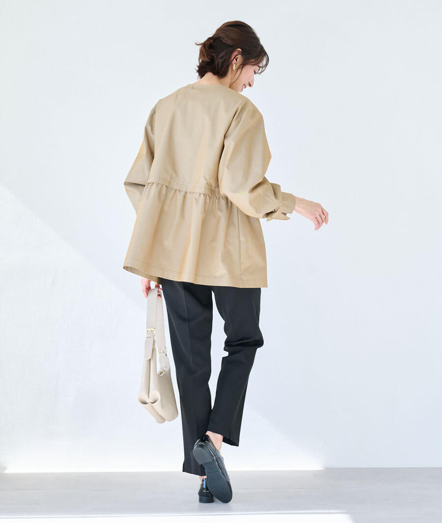 シャンブレー素材のAラインコート スタイルノート/StyleNote
