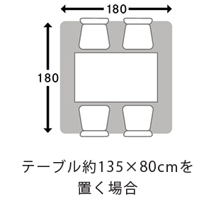 テーブル約135×80cmを置く場合