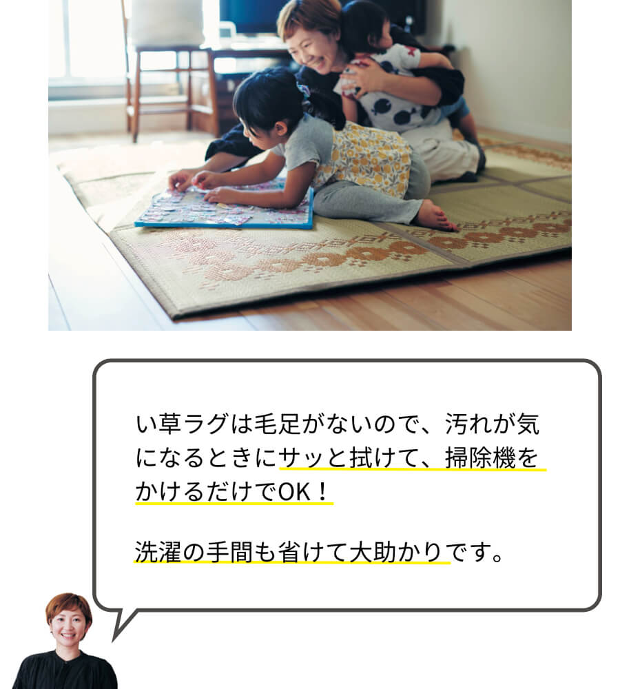 コンパクトにたためるウレタン入りい草ラグ＜ボリュームタイプ＞ 