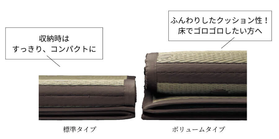 コンパクトにたためるウレタン入りい草ラグ＜ボリュームタイプ＞ 
