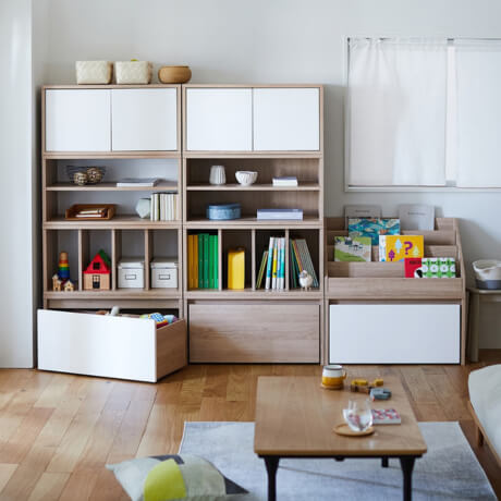 配色がかわいいユニットシェルフ