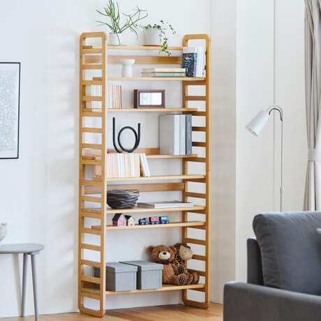 ビーチ材のディスプレイしやすいダブル棚板ラック