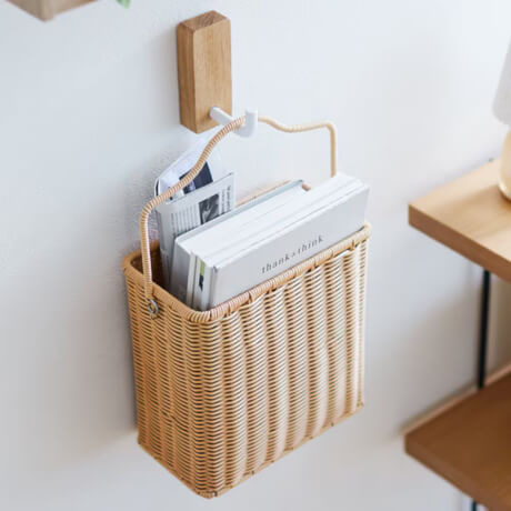 浮かせて洗えるラタン調収納バスケット