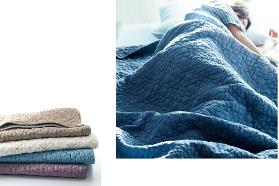 【6月5日までお得】 フレンチリネンウォッシュキルトケット ＜ハーフ／シングル＞ ラブザリネン/Love the Linen