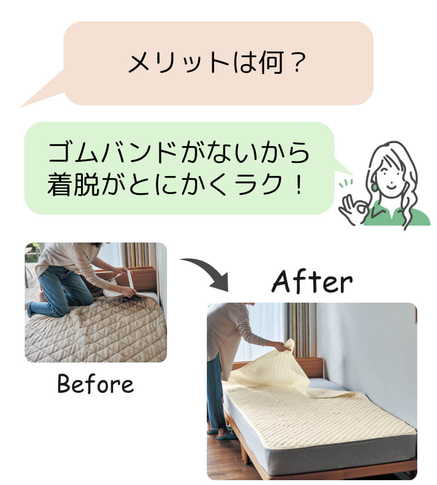 やわらかコットンパイルの取り換え簡単！置くだけ敷きパッド ＜シングル／セミダブル／ダブル＞ 