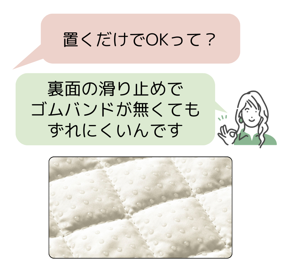 やわらかコットンパイルの取り換え簡単！置くだけ敷きパッド ＜シングル／セミダブル／ダブル＞ 