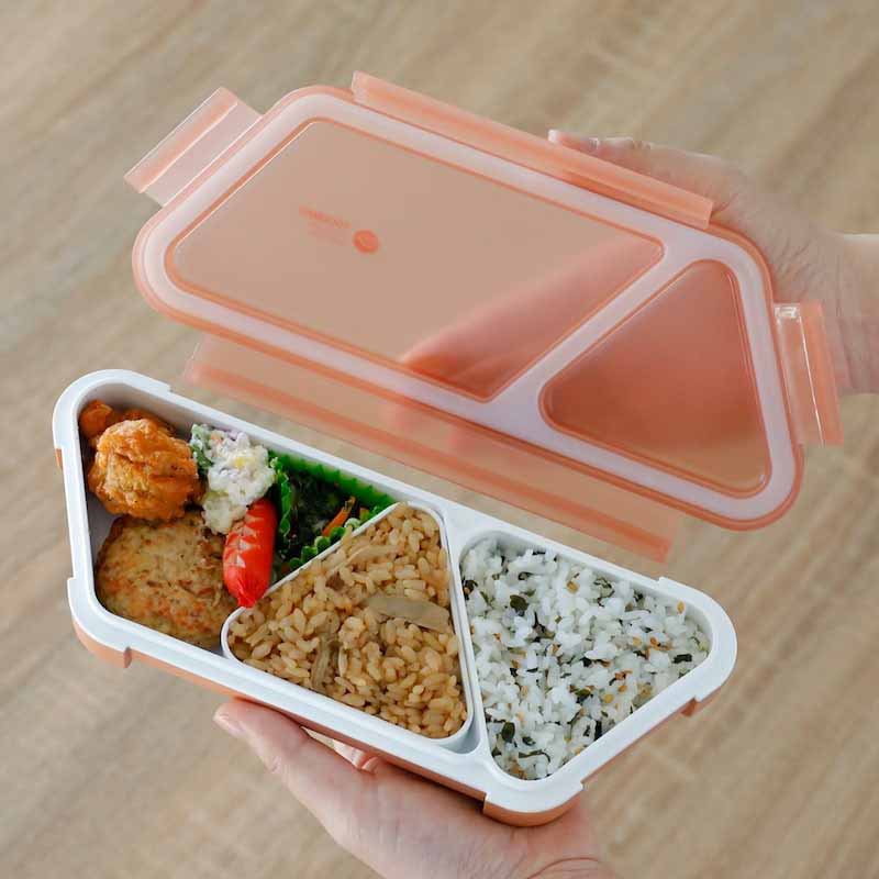 パッキン一体型で洗いやすい　おにぎりランチボックス＜400ml＞