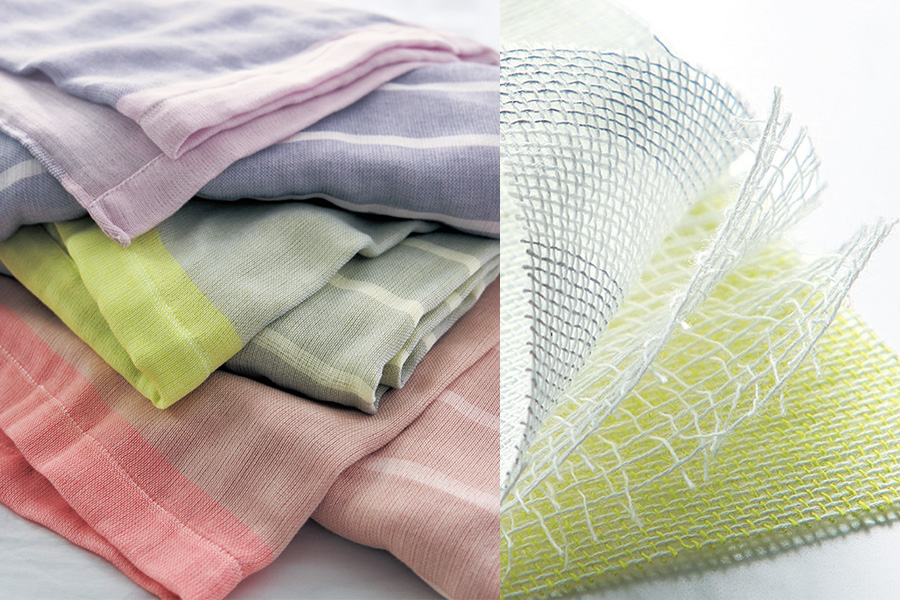 洗いをかけたやわらか綿素材のイブル風６重ガーゼケット ＜ハーフ／シングル／ダブル＞ BELLE MAISON DAYS