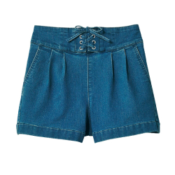 リネン風タックショートパンツ(ウエスト調節可)