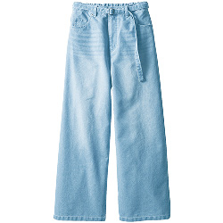 ウエストベルト付きワイドストレートデニムパンツ
