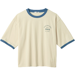 リンガー綿素材ハーフスリーブＴシャツ