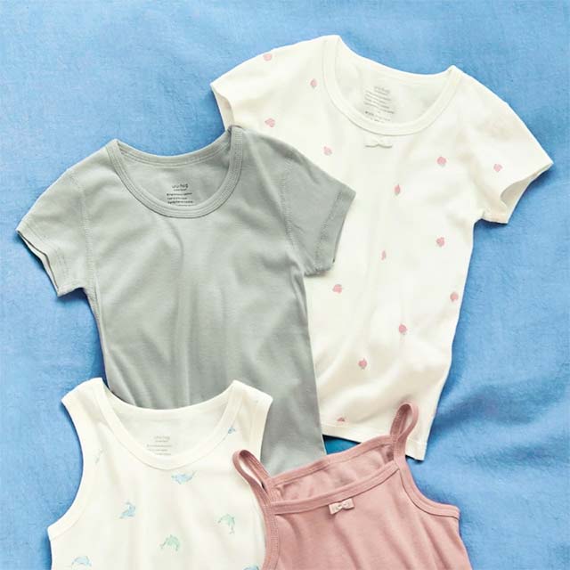なめらか保湿素材の半袖Tシャツ2枚セット 【子供インナー】