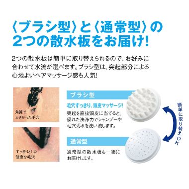 ＜ブラシ型＞と＜通常型＞の2つの散水板をお届け！