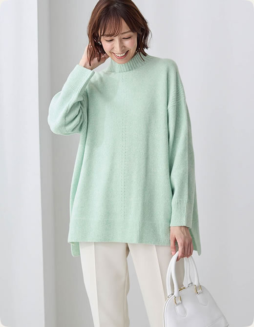 ウールカシミヤブレンドハイネックニットチュニック