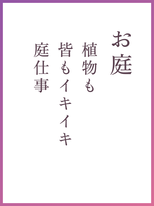 お庭 植物も皆もイキイキ庭仕事