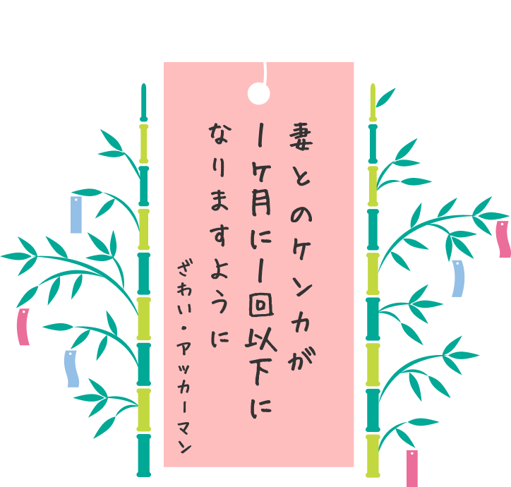 妻とのケンカが1ヶ月に1回以下になりますように ざわい・アッカーマン